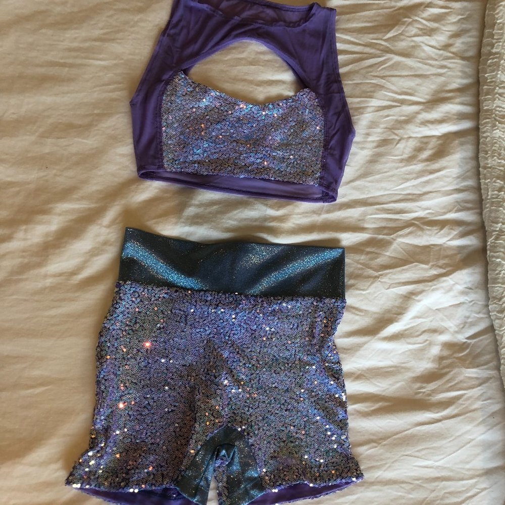 IHEARTRAVES Blue and Purple Sparkly Matching set